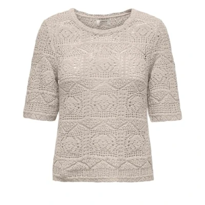Abbildung von ONLY Damen Kurzarm Strickullover ONLBeach Sommerpulli mit Lochmuster 15324403 Pumice Stone L