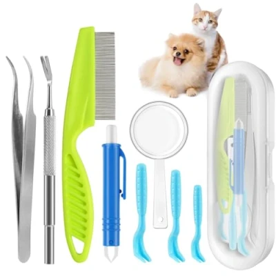 Abbildung von Zeckenentferner Set Für Hunde Katze, 3er Zeckenhebel, 1 Zeckenhaken, Zeckenzange Pinzette, Zeckenentfernung In Sekunden, der Sichere Zeckenschutz Kinder &amp; Haustiere, Hund, Katze Und Mensch