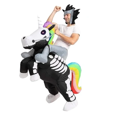 Abbildung von AirSuit® Aufblasbare Verkleidung Einhornskelett Ungewöhnliches Kostüm in Erwachsene Größe 160 bis 190cm Aus sehr strapazierfähigem Polyester Angenehm zu tragen Aufblassystem OriginalCup®