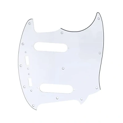 Abbildung von Musiclily Pro 12 Löcher Pickguard Gitarren Schlagbrett für Fender American Mustang,3 lagig Weiß