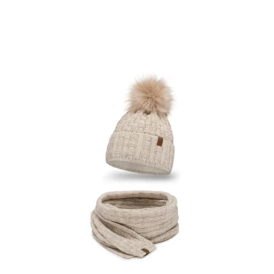 Abbildung von Vivisence 7015 Beanie AND Scarf SET Schal, Damen, Größe: One Size, Beige