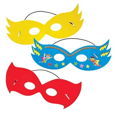 Abbildung von Baker Ross FX724 Star Hero Maskenrohlinge 12er Packung, Party Masken für Kinder zum Basteln und Gestalten