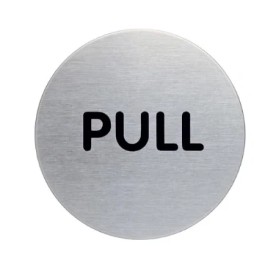 Abbildung von Durable Türschild Picto rund (Pull, Ø 65 mm) metallic silber, 490165