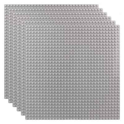 Abbildung von KEWUZY 6 Stück Bauplatte für Classic Bausteine 25 * 25cm, Platte Set Grundplatten Bauplatten Kompatibel mit Meisten, Graue Grundplatte