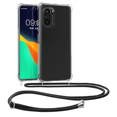Abbildung von kwmobile Necklace Case kompatibel mit Xiaomi Mi 11i / Poco F3 Hülle Silikon Cover Handykette Band Handyhülle Schwarz Transparent