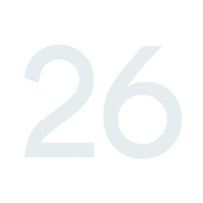 Abbildung von Zahlenaufkleber Nummer 26, weiß, 10cm (100mm) hoch, Aufkleber mit Zahlen in vielen Farben + Höhen, wetterfest