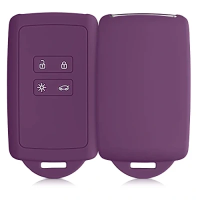Abbildung von kwmobile Autoschlüssel Hülle kompatibel mit Renault 4 Tasten Smartkey (nur Keyless Go) Silikon Schutzhülle Schlüsselhülle Cover in Magenta Lila