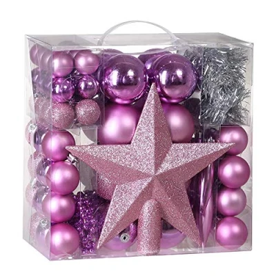 Abbildung von Weihnachtsbaumkugeln Weihnachtsbaumschmuck 77 tlg 3/4/6cm rosa