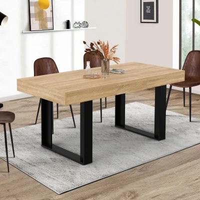 Abbildung von Table à manger extensible rectangle PHOENIX 4 6 personnes bois et noir 120 160 cm IDMarket