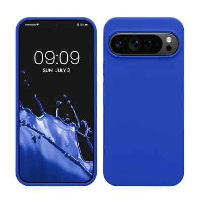 Abbildung von kwmobile Hülle kompatibel mit Google Pixel 9 Pro XL Silikon Handy Case Handyhülle weiche Oberfläche kabelloses Laden Baltik Blau