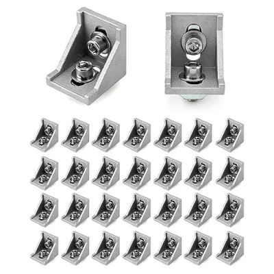 Abbildung von QWORK 30stk Befestigungsmaterial Winkel Befestigung , Aluprofil 40x40 Nut 8 Aluminium Aluprofil,für Wandhalter Montagematerial