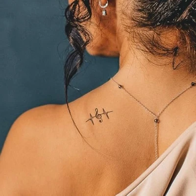 Abbildung von Inkster Tattoo Musikherzschlag Temporäres mit EU Kosmetikzertifizierung wasserfest + vegan revolutionäres 2 Wochen Fake Tattoos und Klebetattoos für Erwachsen