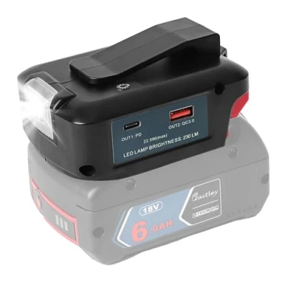 Abbildung von Adp05 Power Source Battery Adapter Arbeitslichtkonverter für Bosch 18 V Akku mit einem Paar USB Telefon Ladegerät Schnittstelle, schnurloser DC Port Taschenlampe