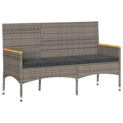 Abbildung von vidaXL Gartenbank 3 Sitzer mit Kissen Grau Poly Rattan (1 St)