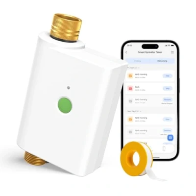 Abbildung von meross Bewässerungscomputer WLAN mit Wasserverbrauchsmonitor (Hub MSH400 Erforderlich), Automatische Bewässerungssystem für Garten Kompatibel Apple Home, Alexa und Google Fernbedienung
