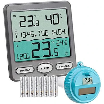 Abbildung von TFA Dostmann Venice Poolthermometer, 30.3056.10, zur Überwachung der Wassertemperatur in Pool, Teich oder Whirlpool (mit Batterien)