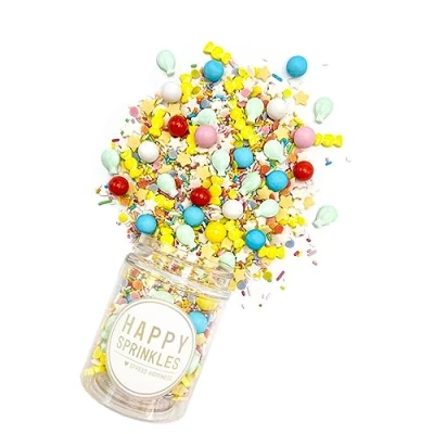 Abbildung von HAPPY SPRINKLES Birthday Parade 90g Streusel Mix Mit Schokolade Zum Dekorieren Ideale Tortendeko Am Geburstag Für Kekse, Eis &amp; Kuchen Geeignet