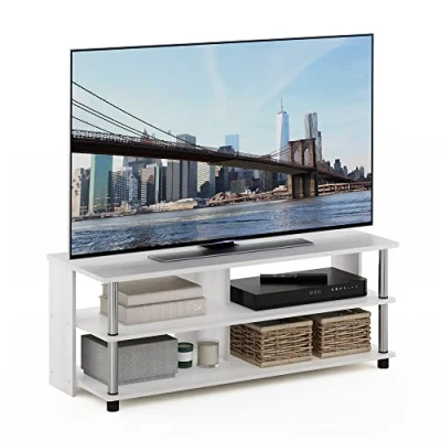 Abbildung von Furinno Sully 3 Stufe TV Ständer für bis 48, Weißeiche, 104.4 (Breite) x 40.1 (Höhe) 39.4 (Tiefe) cm