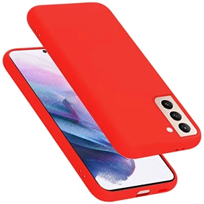 Abbildung von Cadorabo Hülle kompatibel mit Samsung Galaxy S22 Plus Silikon Handyhülle für Case aus flüssigem stoßfeste dünne TPU Schutzhülle Liquid ROT