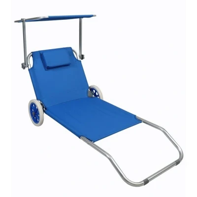 Abbildung von Gartenliege Sonnenliege rollbar Blau