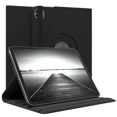 Abbildung von EAZY Case Tablet Hülle für iPad Pro 10,9&quot; (2024) Schutzhülle 10,9 Zoll Smart Cover Rotationcase zum Aufstellen Klapphülle 360 drehbar mit Standfunktion Tasche Kunstleder Schwarz