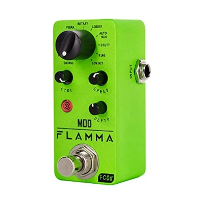 Abbildung von FLAMMA FC05 Mini Modulationspedal mit Chorus Flanger Tremolo Phaser Vibrato Rotary Liquid Autowah Stutter Ring LowBit