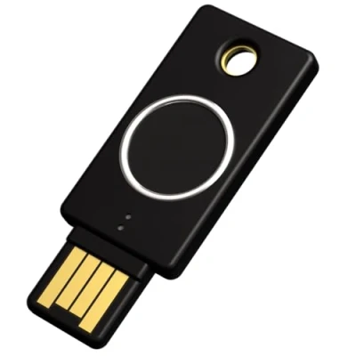 Abbildung von Yubico YubiKey Bio (FIDO Edition) Sicherheitsschlüssel für Multi Faktor Authentifizierung (MFA) und Passkey, Anschluss über USB A, Biometrish FIDO Zertifiziert