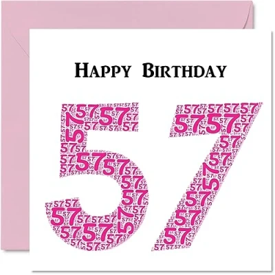 Abbildung von lustige Geburtstagskarte zum 57. Geburtstag für Frau Shapecloud Happy Birthday Karte Vater, Mutter, Großvater, Nanny, Oma, Onkel, Tante, Cousin, Freund, 145 mm x Grußkarten,