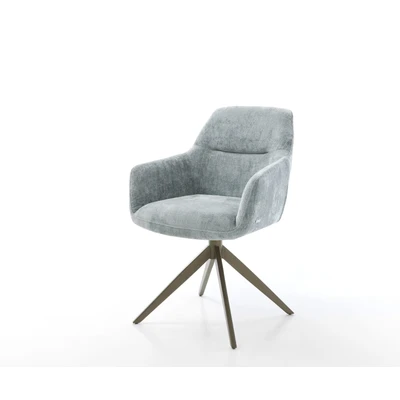 Abbildung von Drehstuhl Pejo Flex Chenille Pastellblau Kreuzgestell breit Effektfinish Titan 360 drehbar