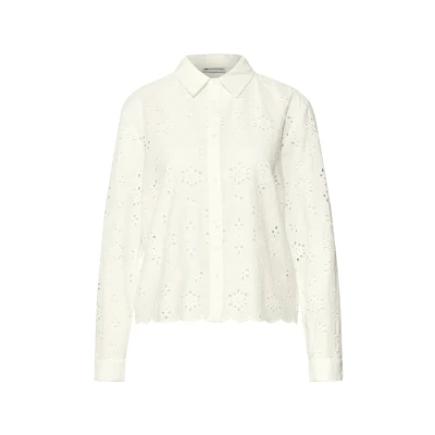 Abbildung von Street One Damen A345738 Hemdbluse mit Lochstickerei, Off White, 46