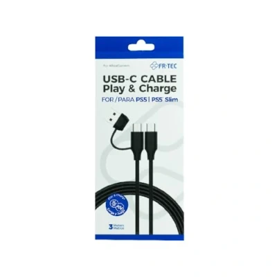 Abbildung von FRTEC USB C zu Kabel mit A Adapter, Lade und Daten Typ für PS5, PS5 Slim, 3 m, kompatibel Smartphones