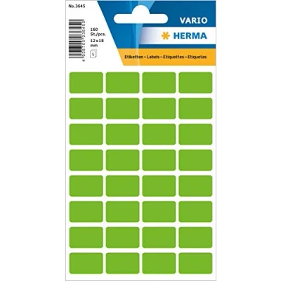 Abbildung von HERMA 3645 Vielzweck Etiketten, 160 Stück, 12 x 18 mm, 32 pro Bogen, selbstklebend, Haushaltsetiketten zum Beschriften für Kalender Planer Basteln, matt, blanko Papier Klebeetiketten Aufkleber, grün