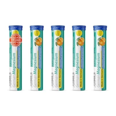 Abbildung von Magnesium Brausetabletten 5x20 Stk. Orangengeschmack 200 mg Zuckerfrei T&amp;D Pharma German Made in Germany