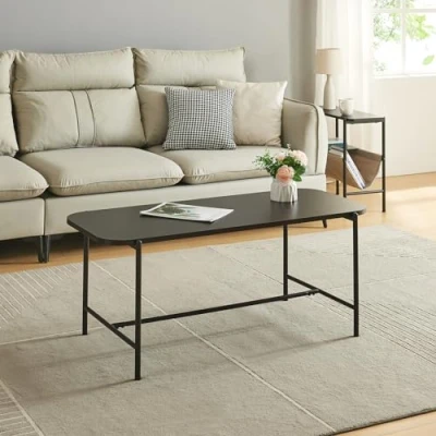 Abbildung von [en.casa] Couchtisch Samnanger Sofatisch im Industrie Design Wohnzimmertisch Kaffeetisch mit Metallgestell 110 x 50 45 cm Schwarz