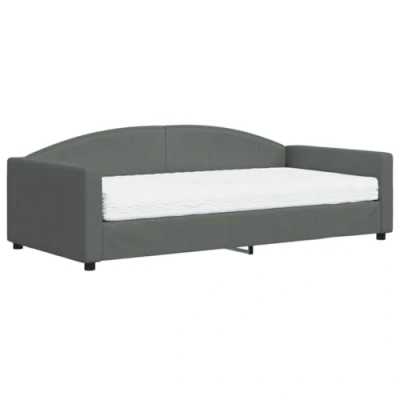 Abbildung von vidaXL Tagesbett, Gästebett mit Matratze, Sofabett Schlafsofa für Schlafzimmer Wohnzimmer, Bettsofa Sofa 2 in 1, Dunkelgrau 100x200cm Stoff