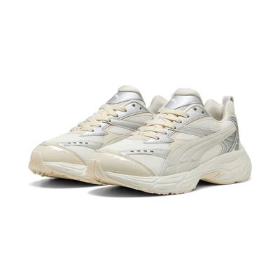 Abbildung von Puma Morphic Retro Unisex Sneaker low, Größe: 39, Warm white/silver Lederimitat/textil