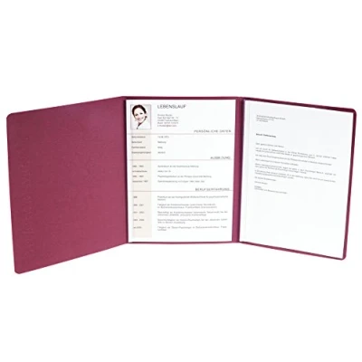 Abbildung von Exacompta 49708B Bewerbungsmappe EXCELLENCE in Leinenoptik. Aus extra starkem Colorspan Karton vertikale Prägung 3 teilig mit 2 Klemmschienen für DIN A4 bordeaux