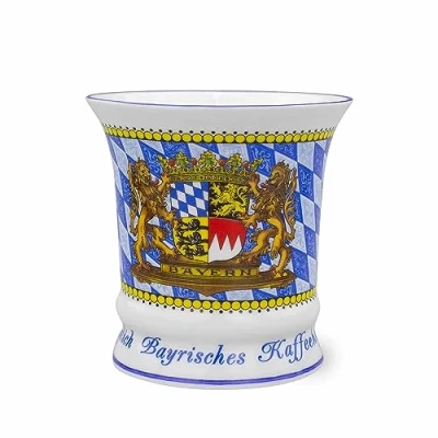 Abbildung von Kaffeetasse Königlich Bayerisch, Stilvolles Bayerisches Kaffeehaferl, Wappen Bayern, Rautenmuster, Außergewöhnliche Form