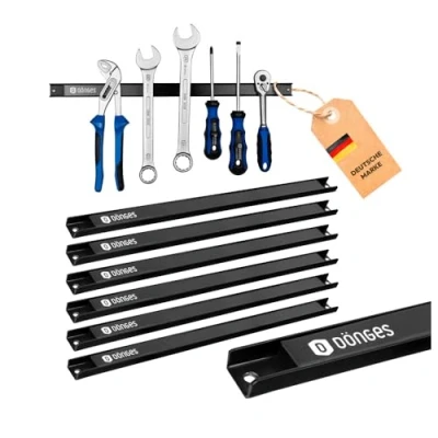 Abbildung von Dönges Magnetleiste 6er Set ? Werkzeughalter Wand 46cm aus Stahl 23kg Tragkraft Magnetischer Werkzeug Organizer für Werkstatt, Garage, Schuppen Rostfrei, inkl. Schrauben