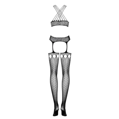 Abbildung von Obsessive Bodystocking Netz im Straps Look schwarz (1 St) offener Schritt