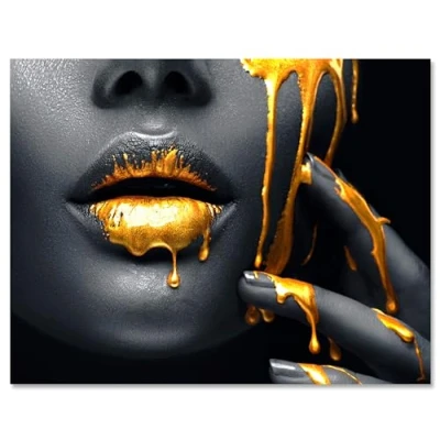 Abbildung von wandmotiv24 Leinwandbild Frauen Lippen, Lippen (1 St), Wandbild, Wanddeko, Leinwandbilder in versch. Größen