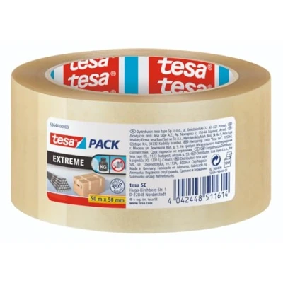 Abbildung von tesapack Solid &amp; Strong leise abrollbares Paketband/Packband zum sicheren Verschließen von Paketen. Verfügbar in: Transparent und Braun