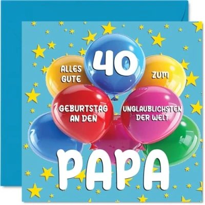 Abbildung von Stuff4 40. Geburtstagskarte Papa Unglaublichsten der Welt Geburtstagskarten für 40 Jahre von Sohn Tochter, 145mm Geburtstag Glückwunschkarten