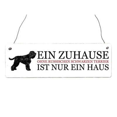 Abbildung von Interluxe Türschild Holzschild EIN ZUHAUSE OHNE RUSSISCHEN SCHWARZEN Terrier Dekoschild Hund Haustier Geschenk Dekoration
