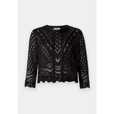 Abbildung von JACQUELINE de YONG JDY Damen Kurze Struktur Strickjacke Eleganter 3/4 Arm Häkelspitze Cardigan Cropped Knitted JDYSUN