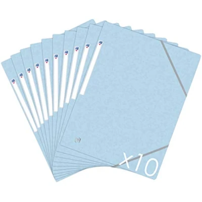 Abbildung von Oxford Topfile+ Dokumentenmappe, 3 Klappen, A4, Gummibandverschluss, Pastellblau, 10 Stück