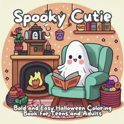Abbildung von Spooky Cutie Coloring Book: Bold and Easy Halloween Book for Teens Adults Simple, Cute Illustrations Stress Relief Relaxation