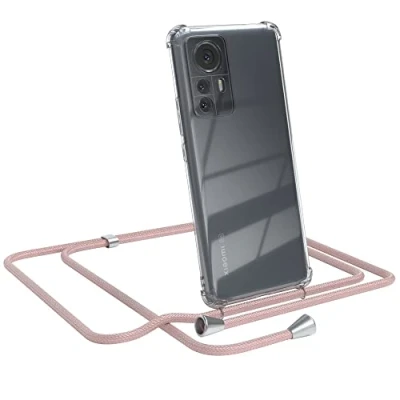 Abbildung von EAZY CASE Handykette kompatibel mit Xiaomi 12 Pro Handyhülle Umhängeband, Handykordel Schutzhülle, Silikonhülle, Hülle Band, Stylische Kette für Smartphone, Rosé Gold