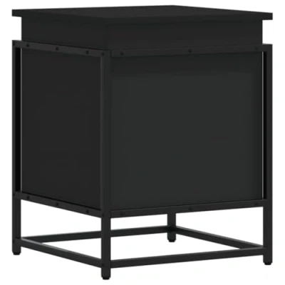 Abbildung von vidaXL Aufbewahrungsbox mit Deckel, Spielzeugkiste Metallgestell, Auflagenbox für Kleidung Spielsachen, Kissenbox, Schwarz Holzwerkstoff
