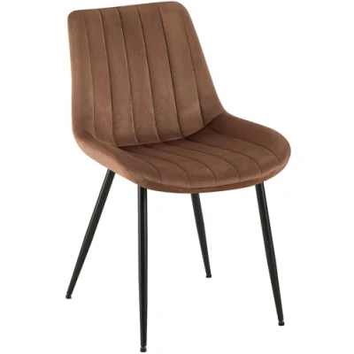 Abbildung von CLP Stuhl Rahden Samt I Polsterstuhl Mit Gestepptem Sitz Lehnstuhl Schwarzem Gestell Einer Sitzhöhe Von 46 cm, Farbe:braun